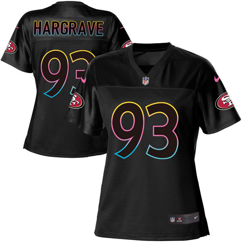 49ers #93 Javon Hargrave Black Women’s NFL Fashion Game Jersey