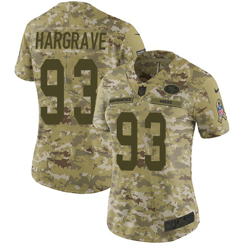 49ers #93 Javon Hargrave Camo Women’s Stitched NFL 2018 Salute To Service Jersey