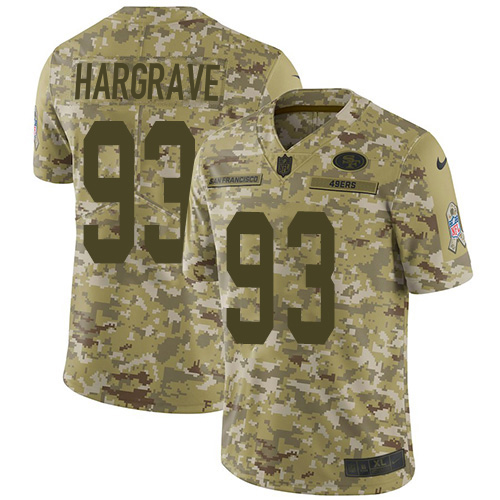 49ers #93 Javon Hargrave Camo Youth Stitched NFL 2018 Salute To Service Jersey