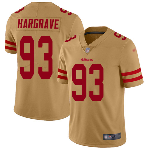 49ers #93 Javon Hargrave Gold Men’s Stitched NFL Inverted Legend Jersey