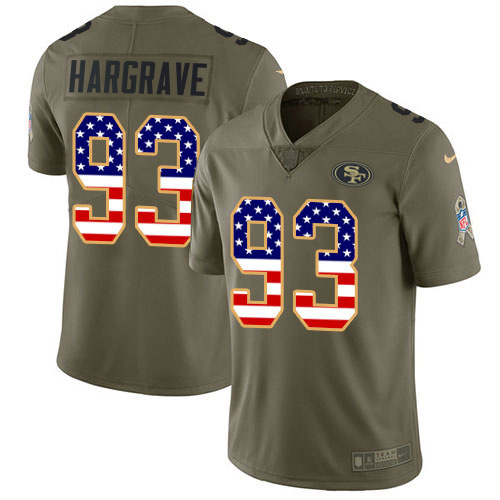 49ers #93 Javon Hargrave Olive/USA Flag Men’s Stitched NFL 2017 Salute To Service Jersey