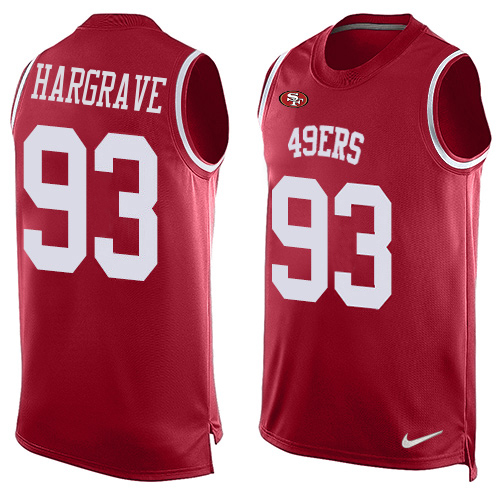 49ers #93 Javon Hargrave Red Team Color Men’s Stitched NFL Tank Top Jersey