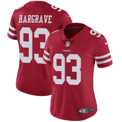 49ers #93 Javon Hargrave Red Team Color Women’s Stitched NFL Vapor Untouchable Jersey