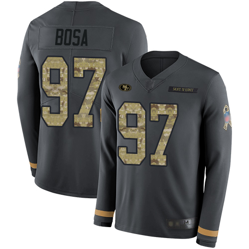 49ers #97 Nick Bosa Anthracite Salute To Service Men’s Stitched NFL Therma Long Sleeve Jersey