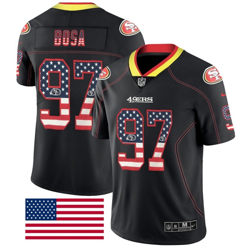 49ers #97 Nick Bosa Black Men’s Stitched NFL Rush USA Flag Jersey