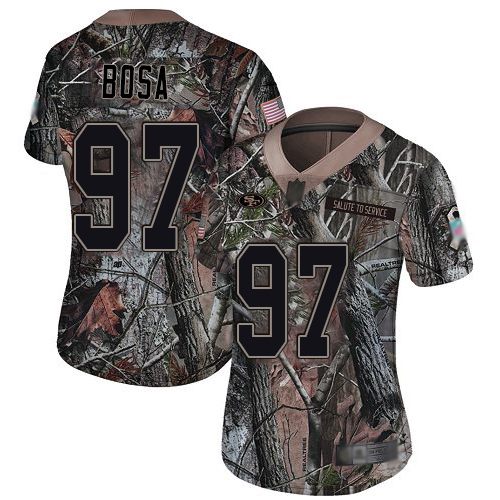 49ers #97 Nick Bosa Camo Women’s Stitched NFL Rush Realtree Jersey