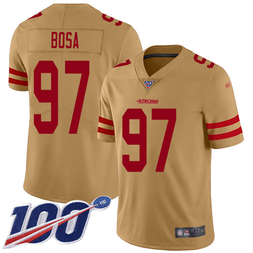 49ers #97 Nick Bosa Gold Men’s Stitched NFL Inverted Legend 100th Season Jersey
