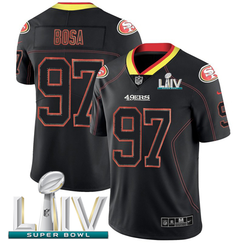 49ers #97 Nick Bosa Lights Out Black Super Bowl LIV 2020 Men’s Stitched NFL Rush Jersey