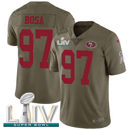 49ers #97 Nick Bosa Olive Super Bowl LIV 2020 Men’s Stitched NFL 2017 Salute To Service Jersey