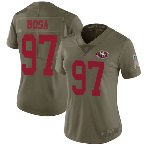 49ers #97 Nick Bosa Olive Women’s Stitched NFL 2017 Salute To Service Jersey