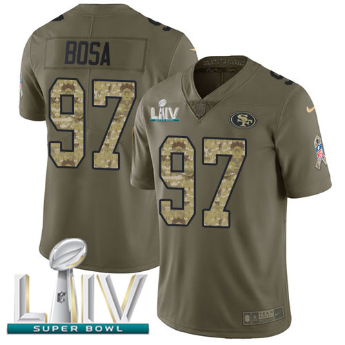 49ers #97 Nick Bosa Olive/Camo Super Bowl LIV 2020 Men’s Stitched NFL 2017 Salute To Service Jersey