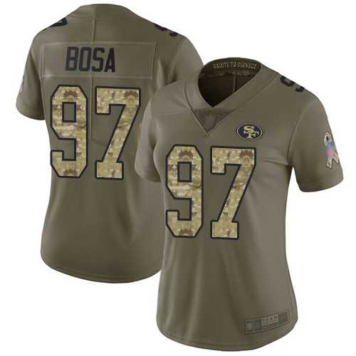 49ers #97 Nick Bosa Olive/Camo Women’s Stitched NFL 2017 Salute To Service Jersey