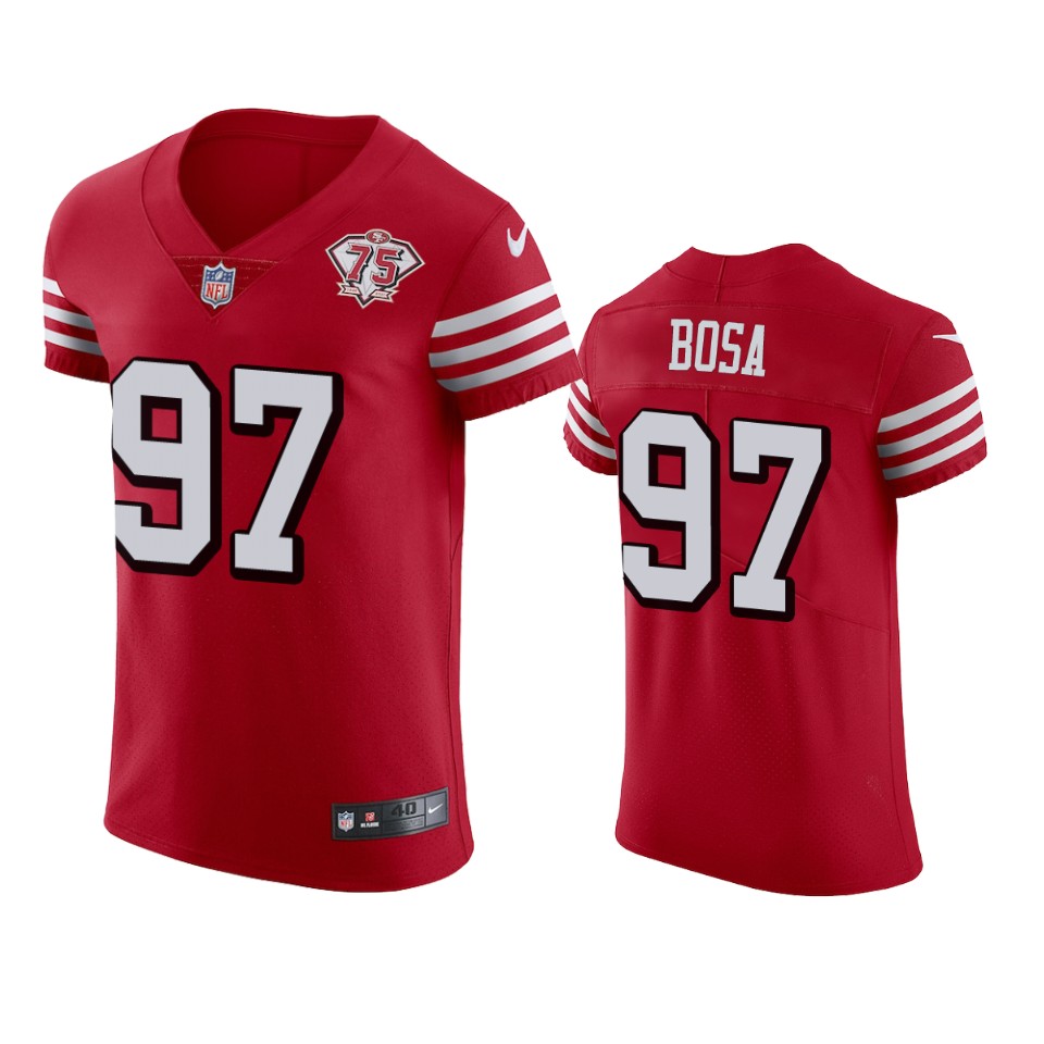 49ers #97 Nick Bosa Red Rush Men’s 75th Anniversary Stitched NFL Vapor Untouchable Elite Jersey