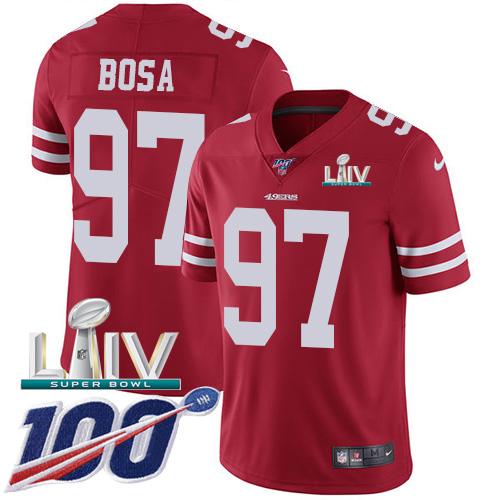 49ers #97 Nick Bosa Red Super Bowl LIV 2020 Team Color Men’s Stitched NFL 100th Season Vapor Jersey