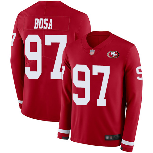 49ers #97 Nick Bosa Red Team Color Men’s Stitched NFL Therma Long Sleeve Jersey