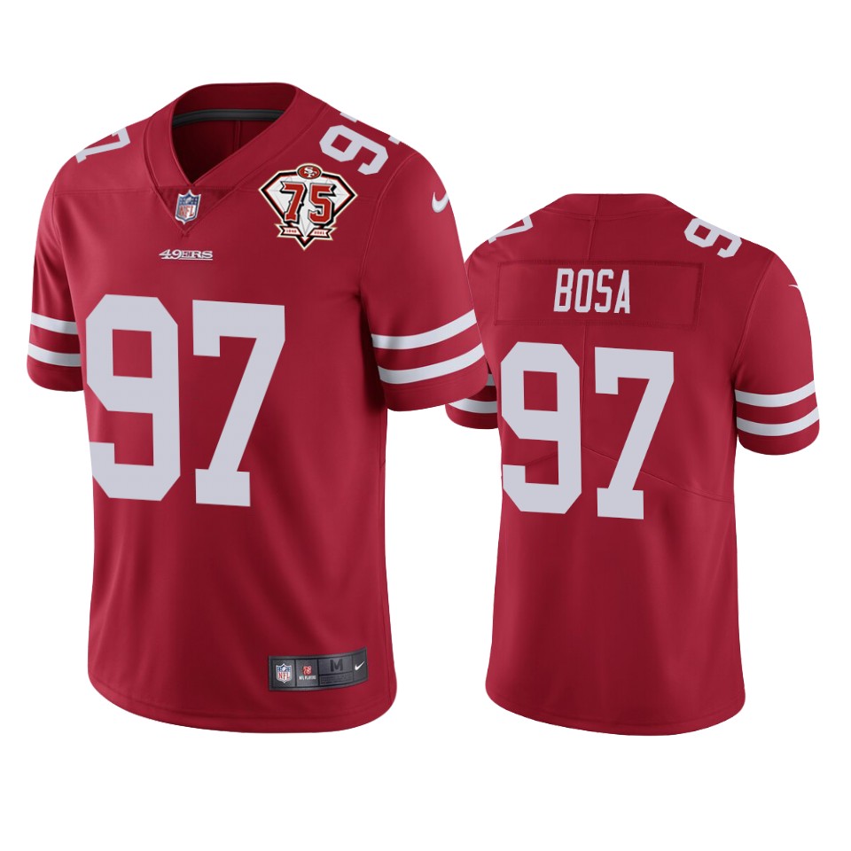 49ers #97 Nick Bosa Red Youth 75th Anniversary Stitched NFL Vapor Untouchable Jersey