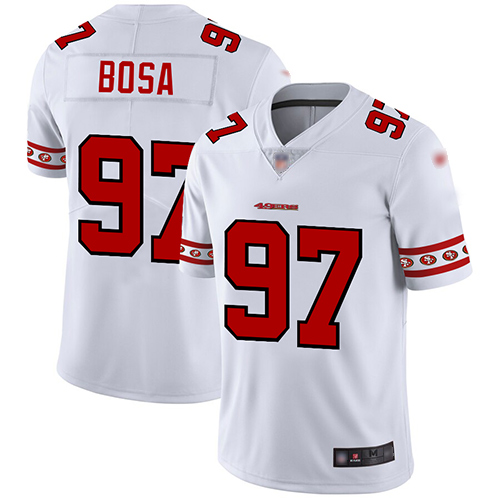 49ers #97 Nick Bosa White Men’s Stitched NFL Team Logo Fashion Jersey