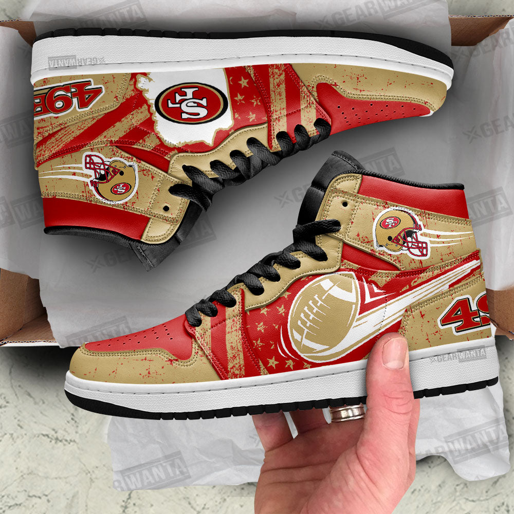 49ers Football Team J1 Shoes For Fans Sneakers, Air Jordan Hightop