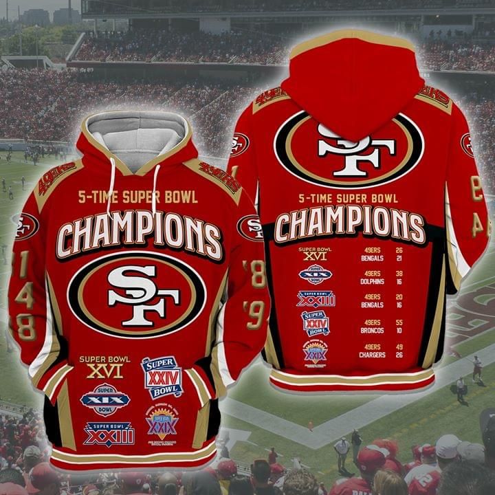 5 times super bowl champions san francisco 49ers all prizes 3D Hoodie