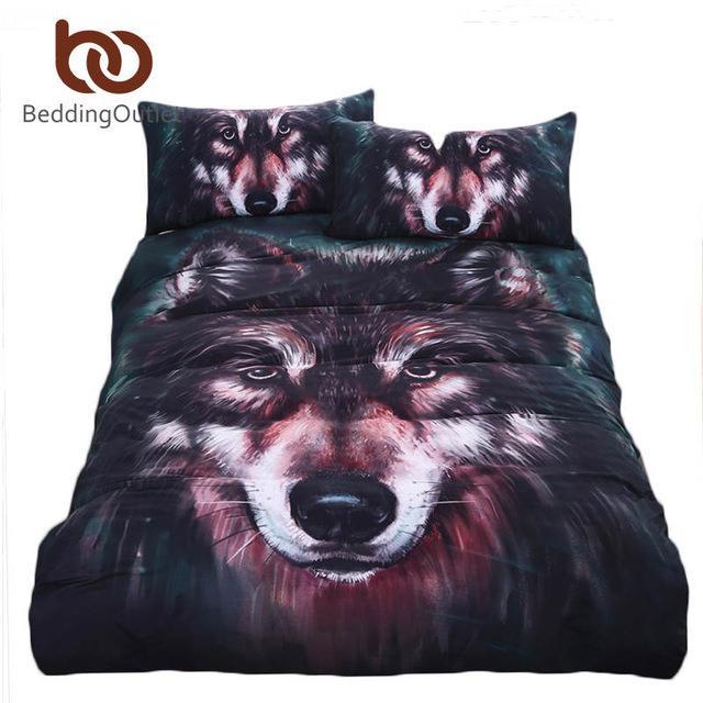 5Pcs Bed In A Bag Wolf 3D Aniaml Cover Twin Full Queen King 3D Customized Duvet Cover Bedding Set