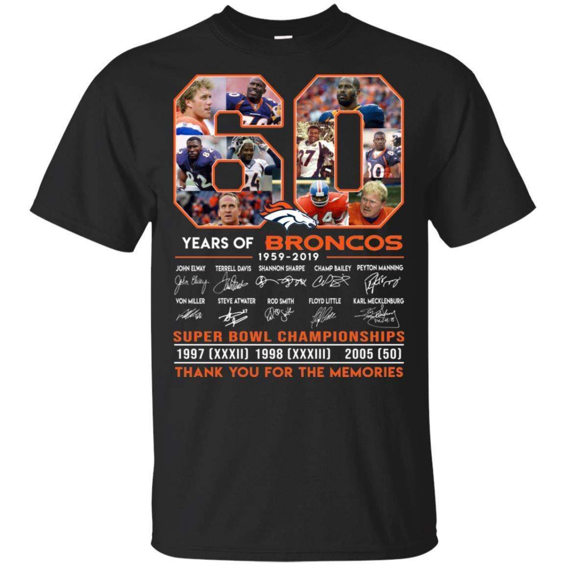 60 Years Anniversary Of Denver Broncos Signatures Legends T-Shirt For Fan VA06