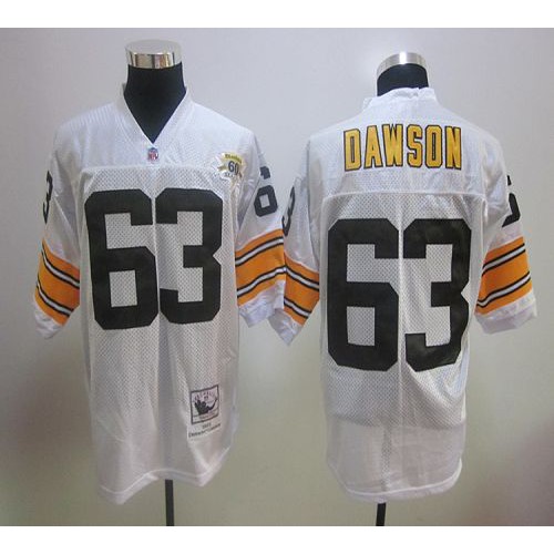 60TH Mitchell And Ness Pittsburgh Steelers #63 Dermontti Dawson White Stitched NFL Jersey Men’s