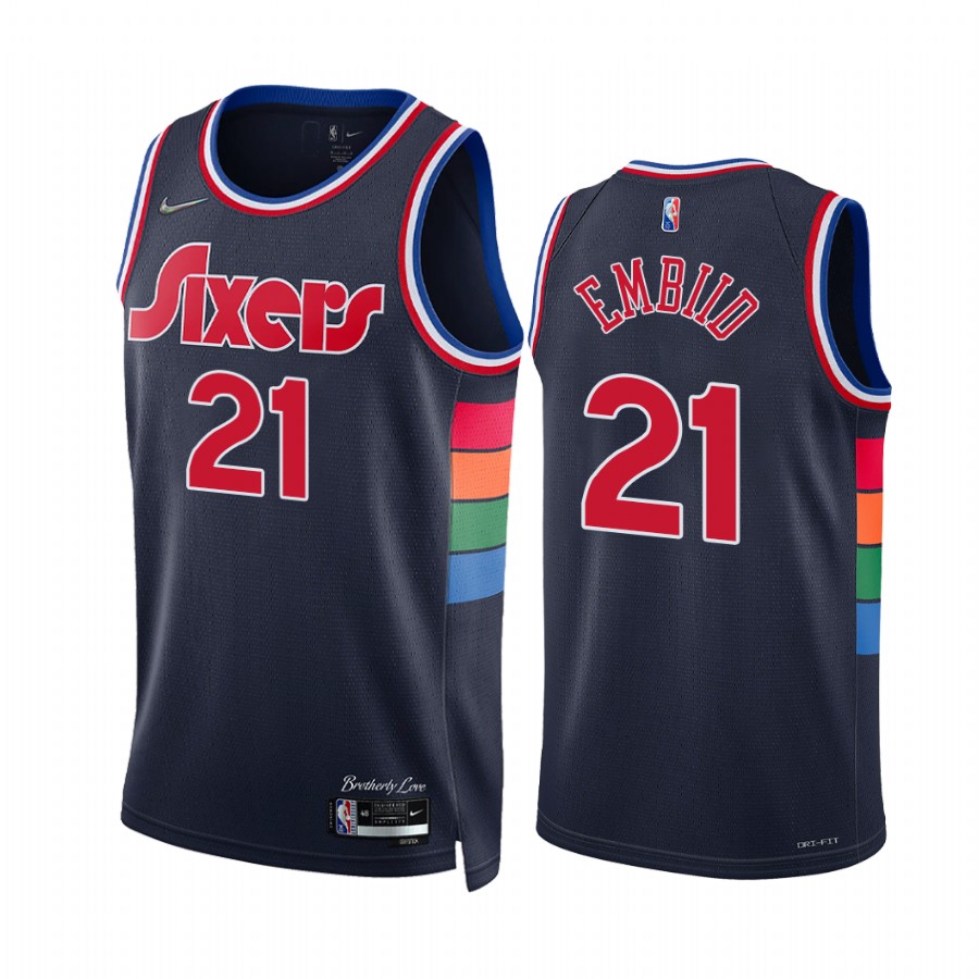 76ers Joel Embiid 75th Diamond Anniversary Royal #21 Jersey 2021-22