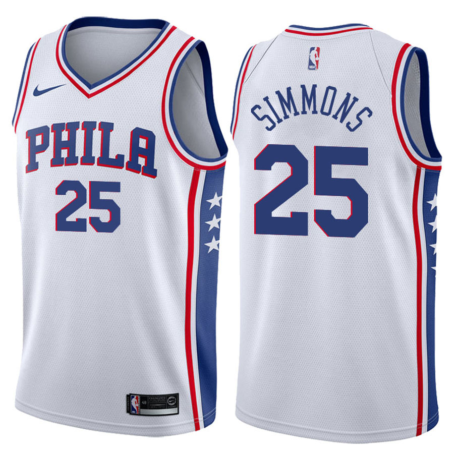 76ers Male Ben Simmons #25 2017-18 Association White Jersey