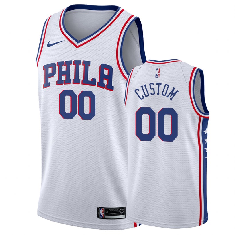 76ers Male Custom #00 Association White Jersey