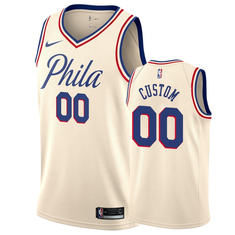 76ers Male Custom #00 City Natural Jersey
