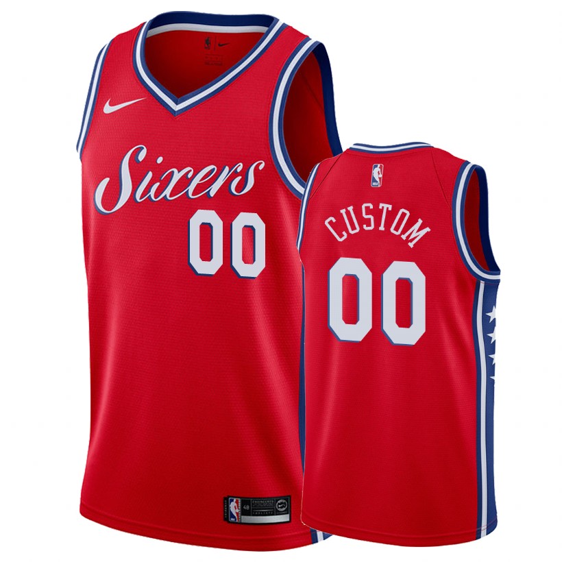 76ers Male Custom #00 Statement Red Jersey