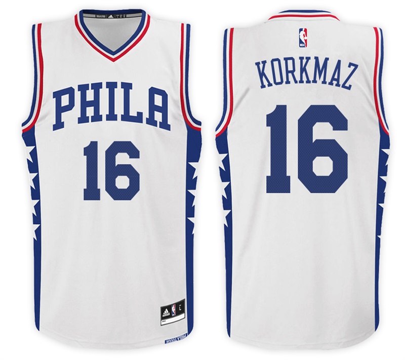 76ers Male Furkan Korkmaz #16 Swingman Home White Jersey
