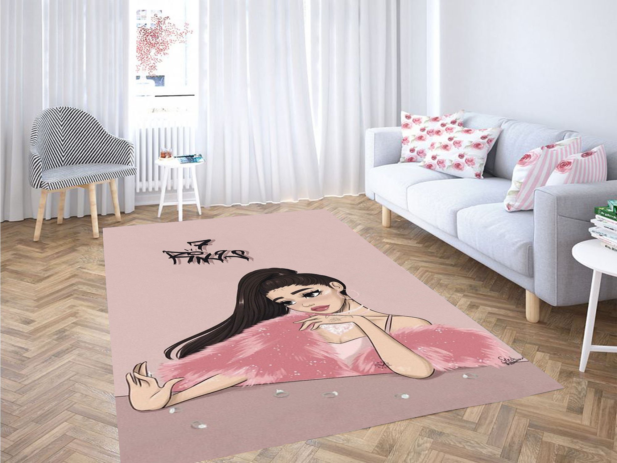7 Rings Ariana Grande Carpet Rectangle Rug