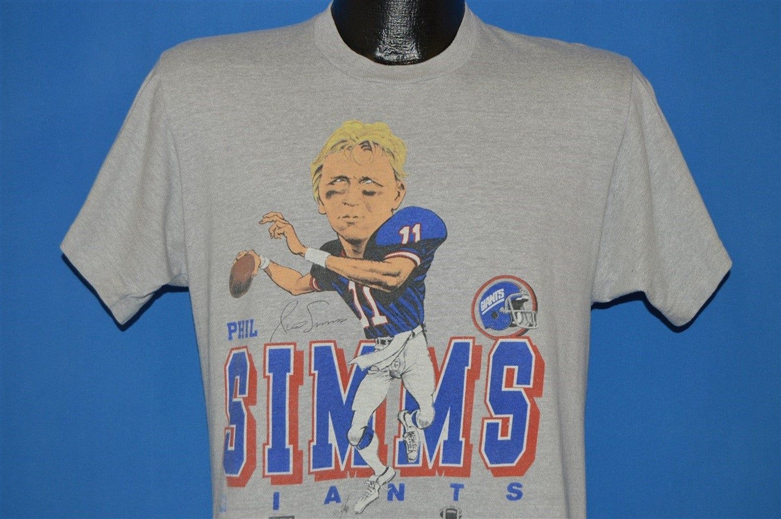 80S New York Giants Phil Simms Caricature T-Shirt