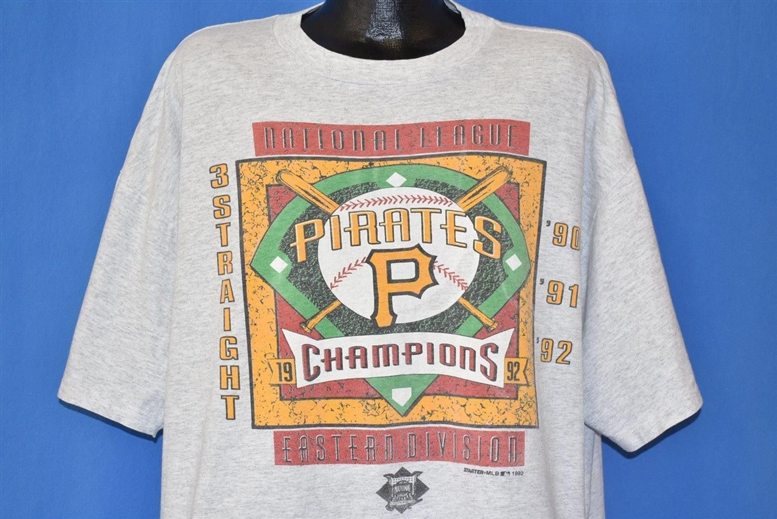 90S Pittsburgh Pirates 1992 Nl East Div Champs 3 Straight Baseball T-Shirt X