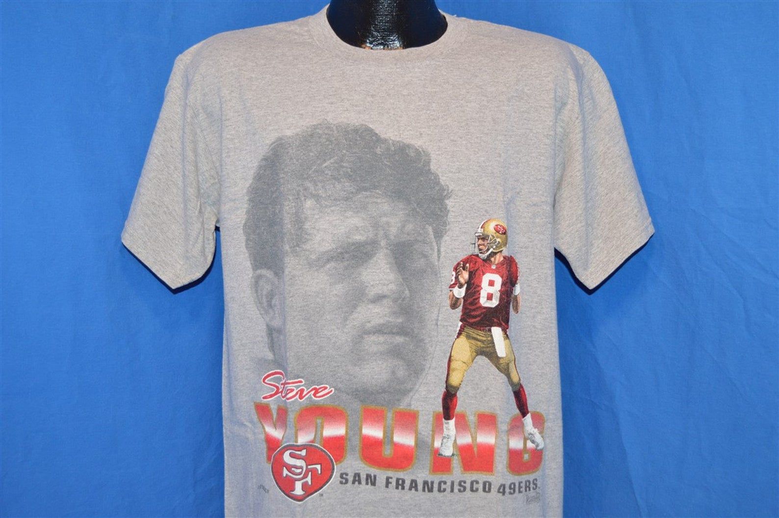 90S San Francisco 49Ers Niners Steve Heathered Gray Vintage T-Shirt