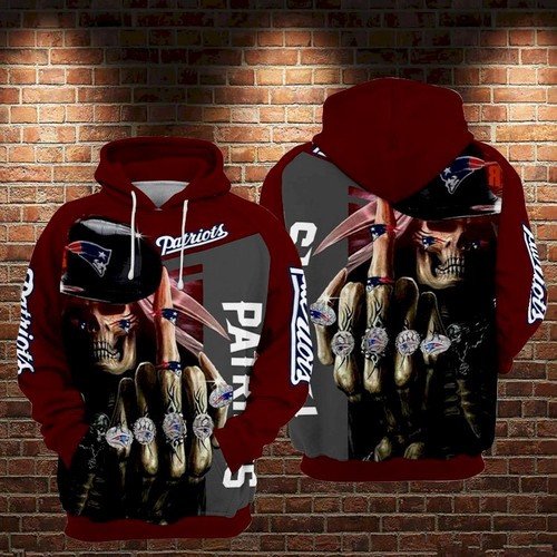 98-New England Patriots Skull 18 D Hoodie Gift For Fans