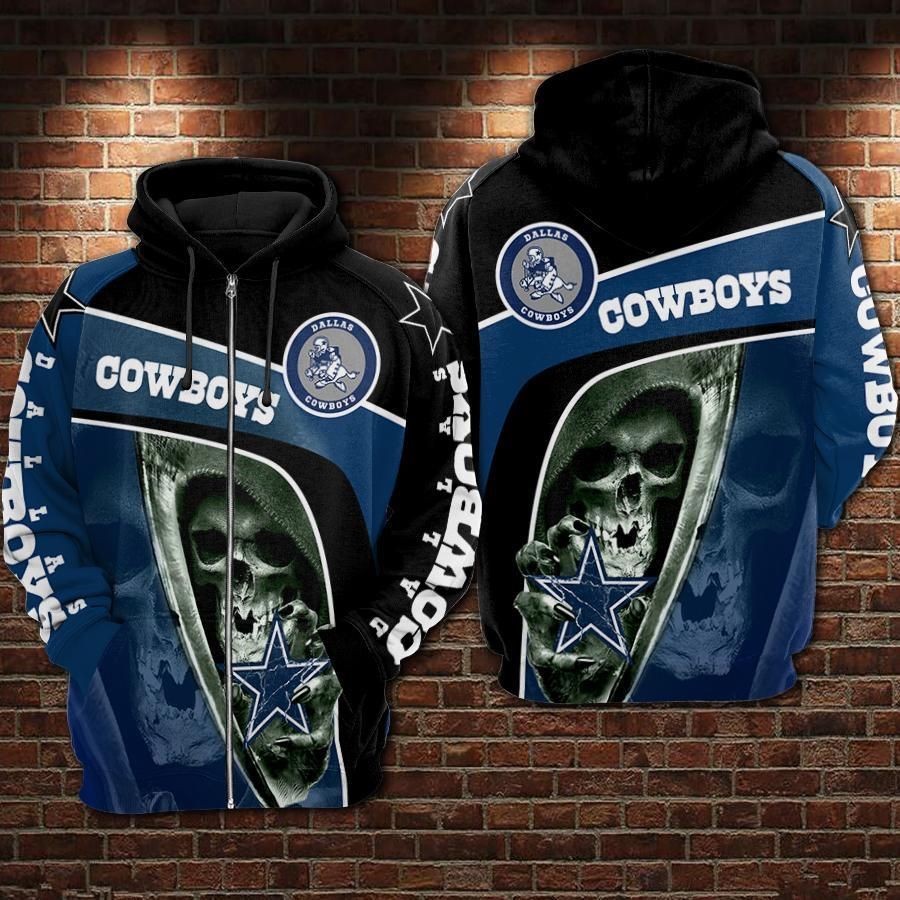 98 Dallas Cowboys Skull Zip Up Hoodie 3D Zipper Hoodies For Fan 3D Zipper Hoodie 3D Zipper Hoodie V866