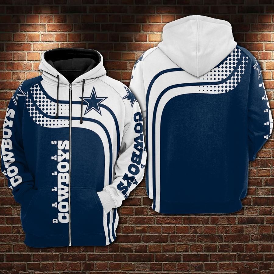 98 Dallas Cowboys Zip Up Hoodie 3D Zipper Hoodies For Fan 3D Zipper Hoodie 3D Zipper Hoodie