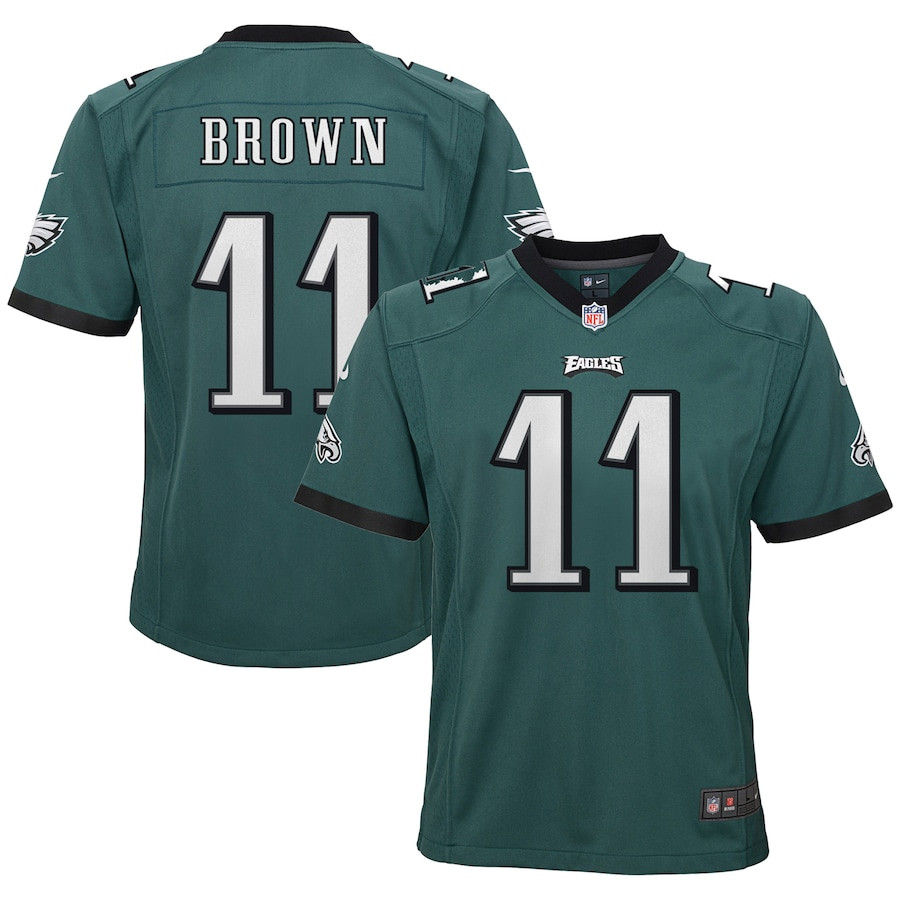 A.J. Brown 11 Philadelphia Eagles Game Youth Stitched Jersey – Midnight Green