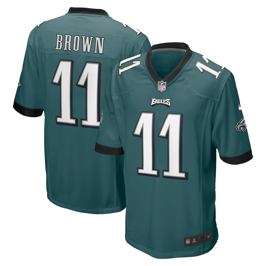 A.J. Brown 11 Philadelphia Eagles Player Game Stitched Jersey – Midnight Green