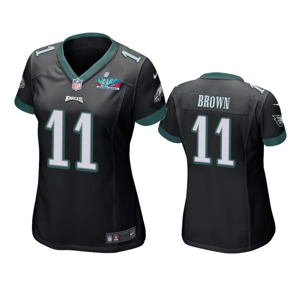 A.J. Brown 11 Philadelphia Eagles Super Bowl LVII Black Game Stitched Jersey – Women