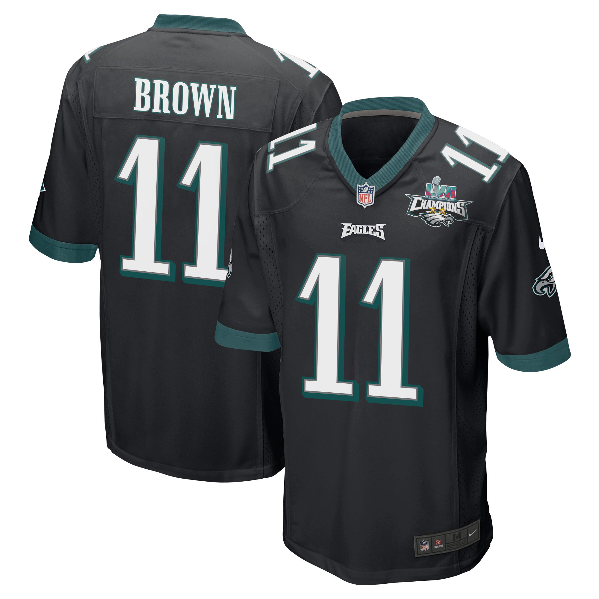 A.J. Brown 11 Philadelphia Eagles Super Bowl LVII Champions 2 Stars Men Game Stitched Jersey – Black