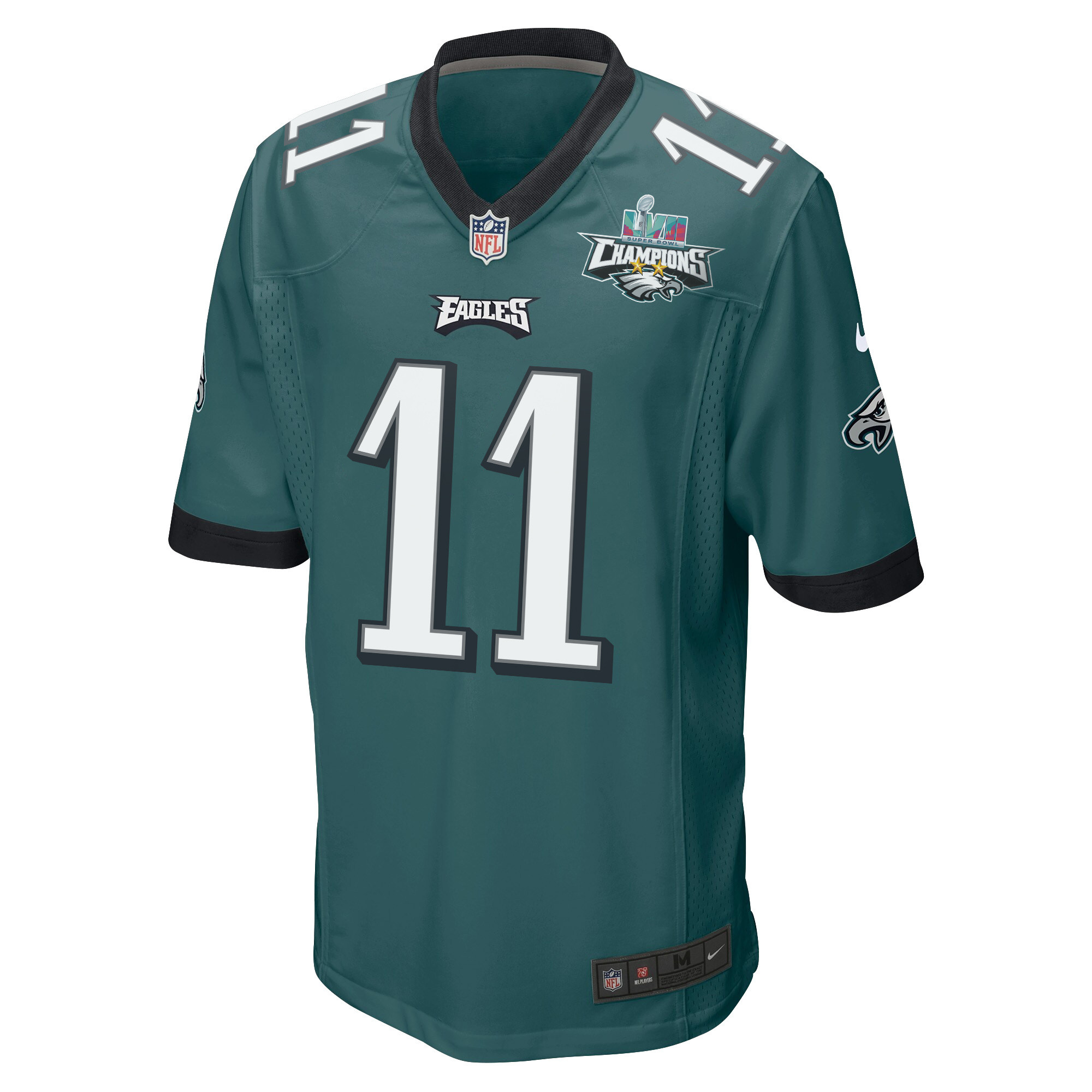 A.J. Brown 11 Philadelphia Eagles Super Bowl LVII Champions 2 Stars Men Game Stitched Jersey – Midnight Green