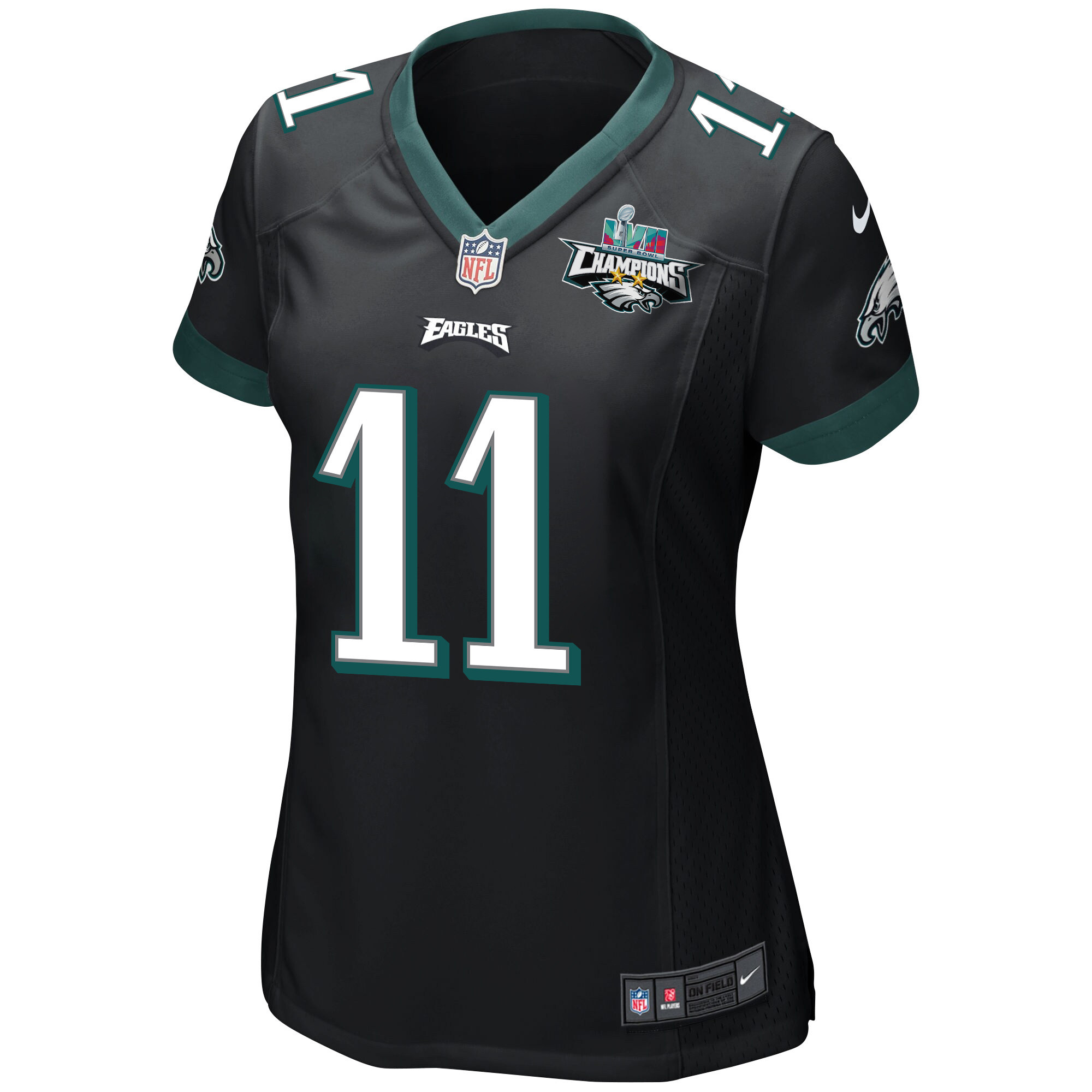 A.J. Brown 11 Philadelphia Eagles Super Bowl LVII Champions 2 Stars Women Game Stitched Jersey – Black