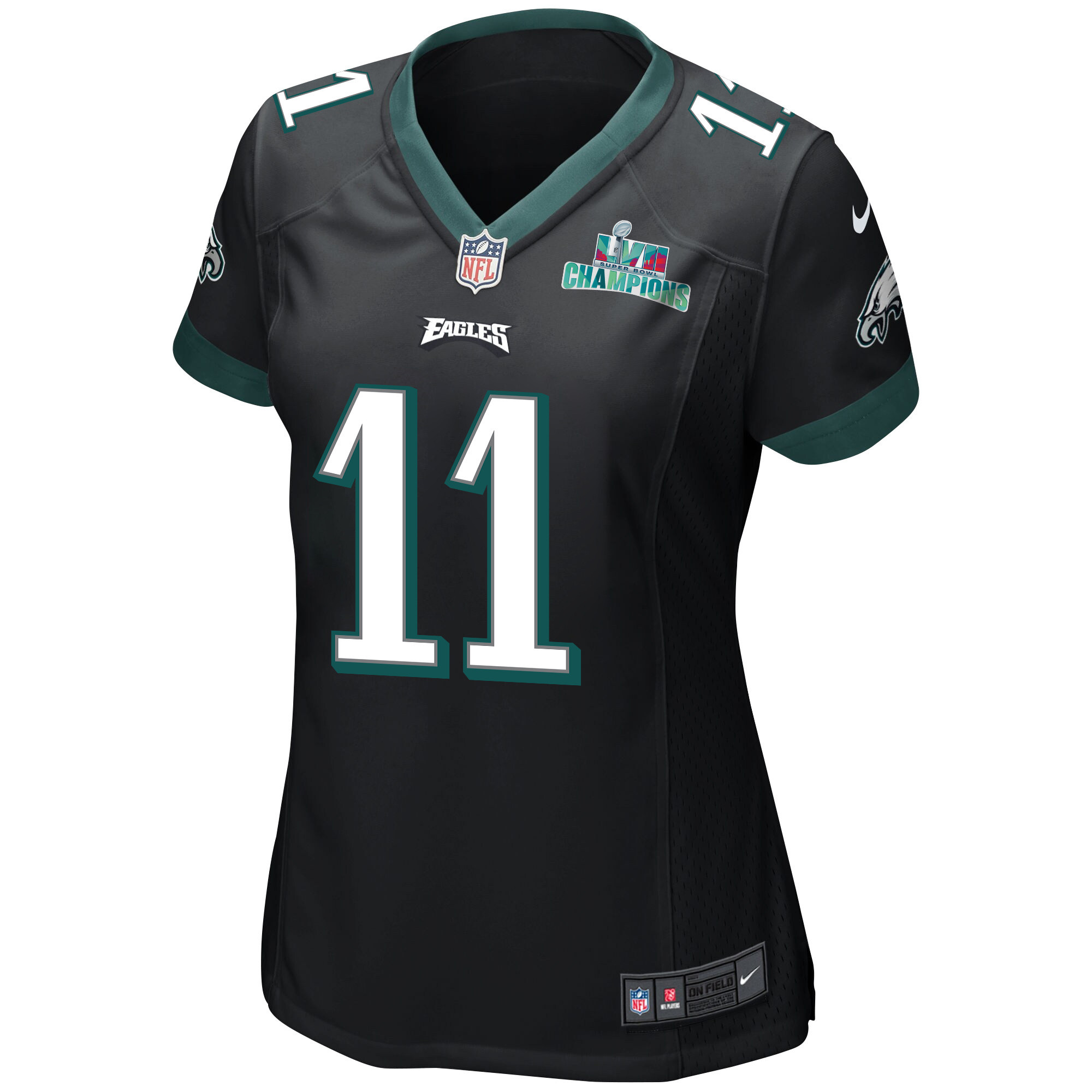 A.J. Brown 11 Philadelphia Eagles Super Bowl LVII Champions Women Game Stitched Jersey – Black