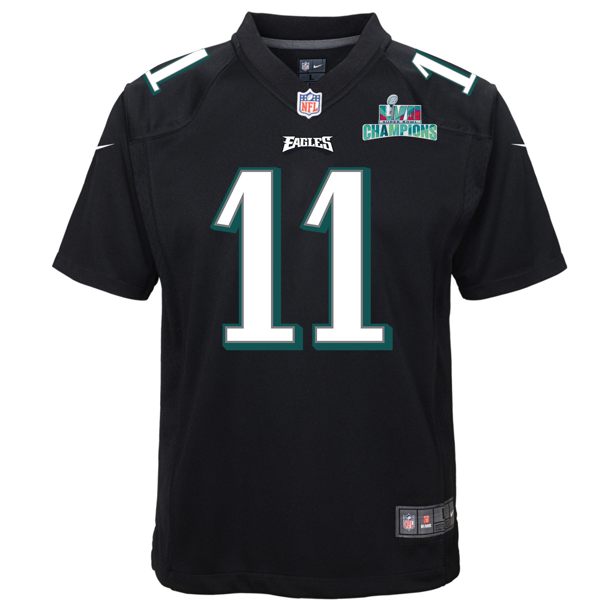 A.J. Brown 11 Philadelphia Eagles Super Bowl LVII Champions Youth Game Stitched Jersey – Black
