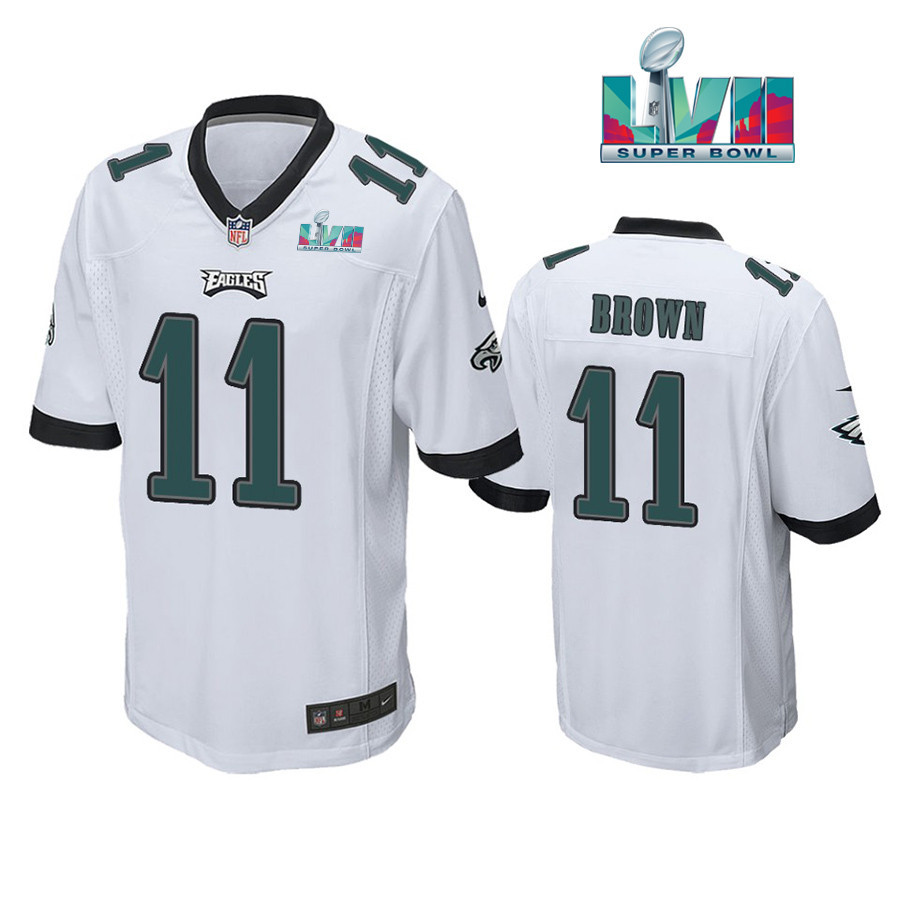 A.J. Brown 11 Philadelphia Eagles Super Bowl LVII Game Player Men Stitched Jersey – White