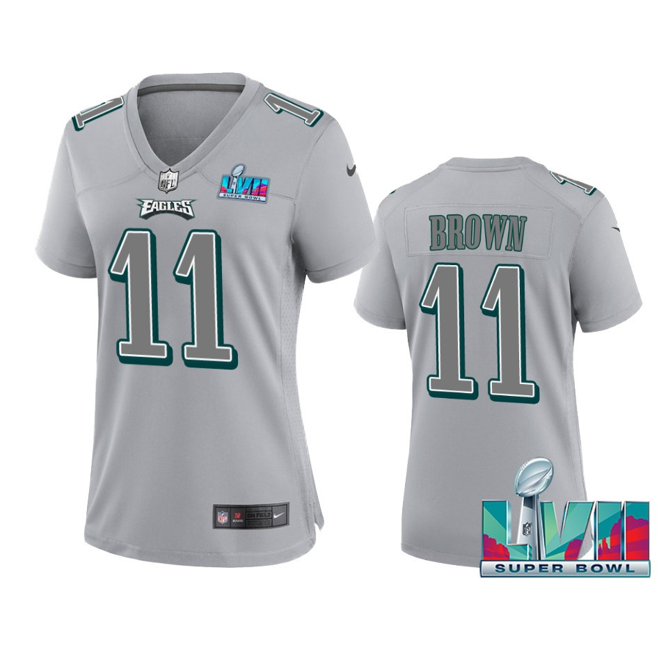 A.J. Brown 11 Philadelphia Eagles Super Bowl LVII Game Stitched Jersey – Women Gray