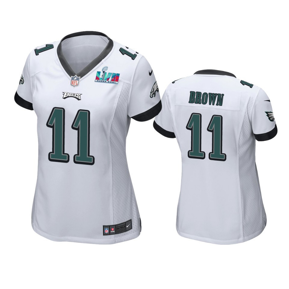 A.J. Brown 11 Philadelphia Eagles Super Bowl LVII White Game Stitched Jersey – Women